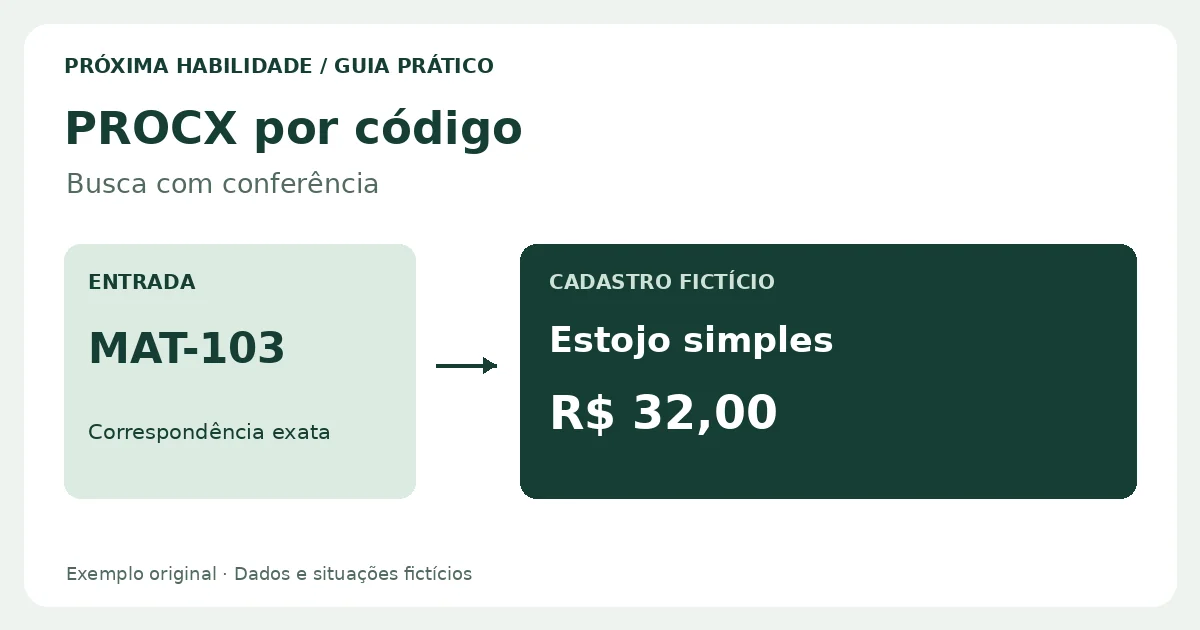 Como usar PROCX no Excel para buscar por código e tratar valores não encontrados
